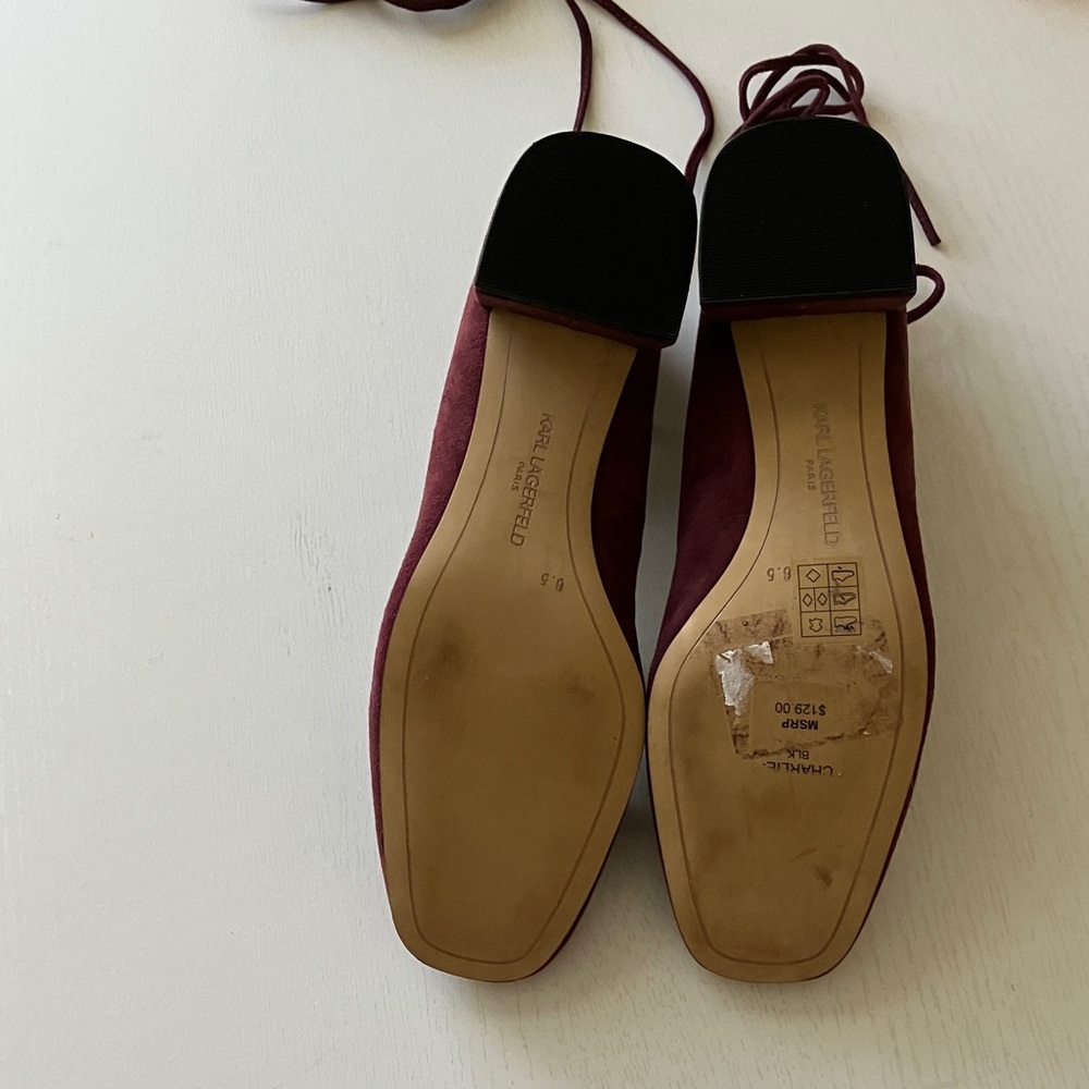 Karl Lagerfeld Charlie Suede Lace Up Block Heels (6.5) NWT - Picture 6 of 12